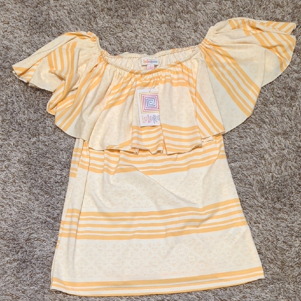 Yellow Striped Off-Shoulder Top